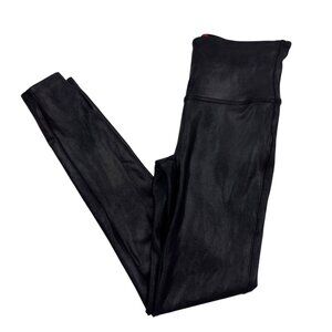 SPANX Black Faux Leather Stretch Smoothing Pull On Leggings Women's Size Medium